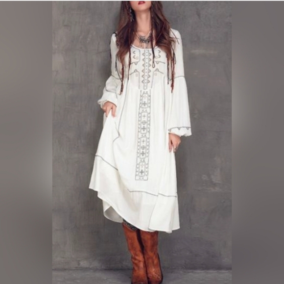 Free People Desert Winds Embroidered Boho Maxi Dress - Picture 7 of 16